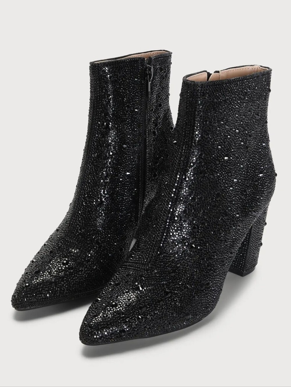 BETSEY Johnson Glitter Pointed-Toe Block Heel Ankle Boots 6.5M - Picture 9 of 9